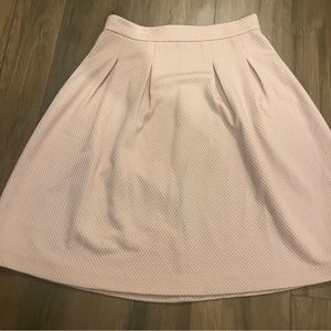 Pleated Tea Length Light Pink Waffle MIDI Skirt H&M size 14 Flare A-Line